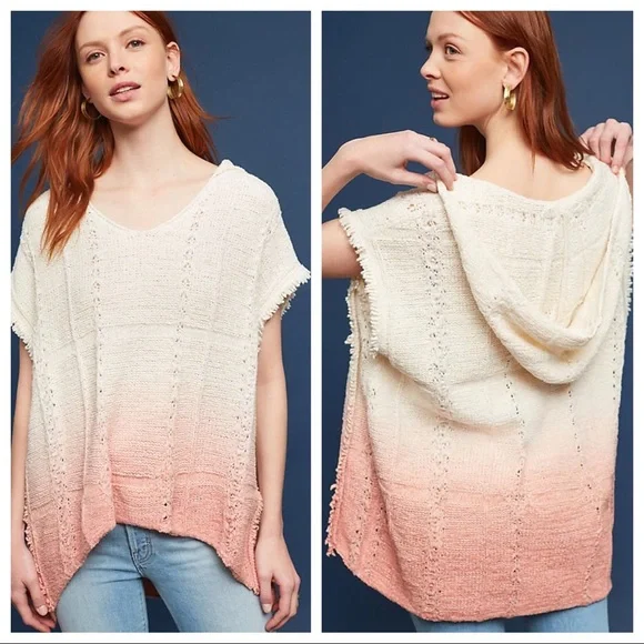 Anthropologie M L Fringed Beachside Hoodie Poncho - Picture 8 of 8